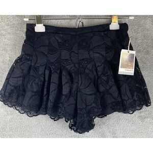 Forever 21 Skirt Womens 4 Black Lace‎ Mini Skort Lined Pull on Stretch